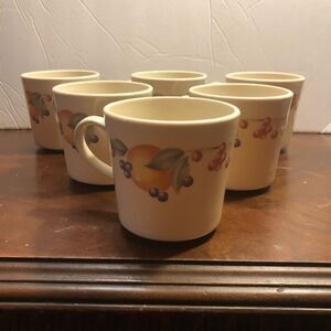 Corningware Corelle set of 6 Abundant Fruit coffee mugs.